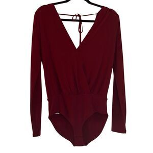 Bcbg Generation burgundy wrap bodysuit top M